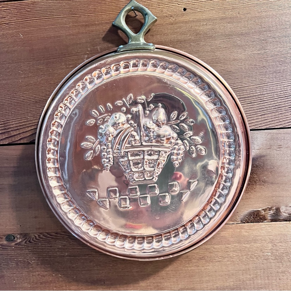 Vintage Copper Wall Hanging with Fruit Design